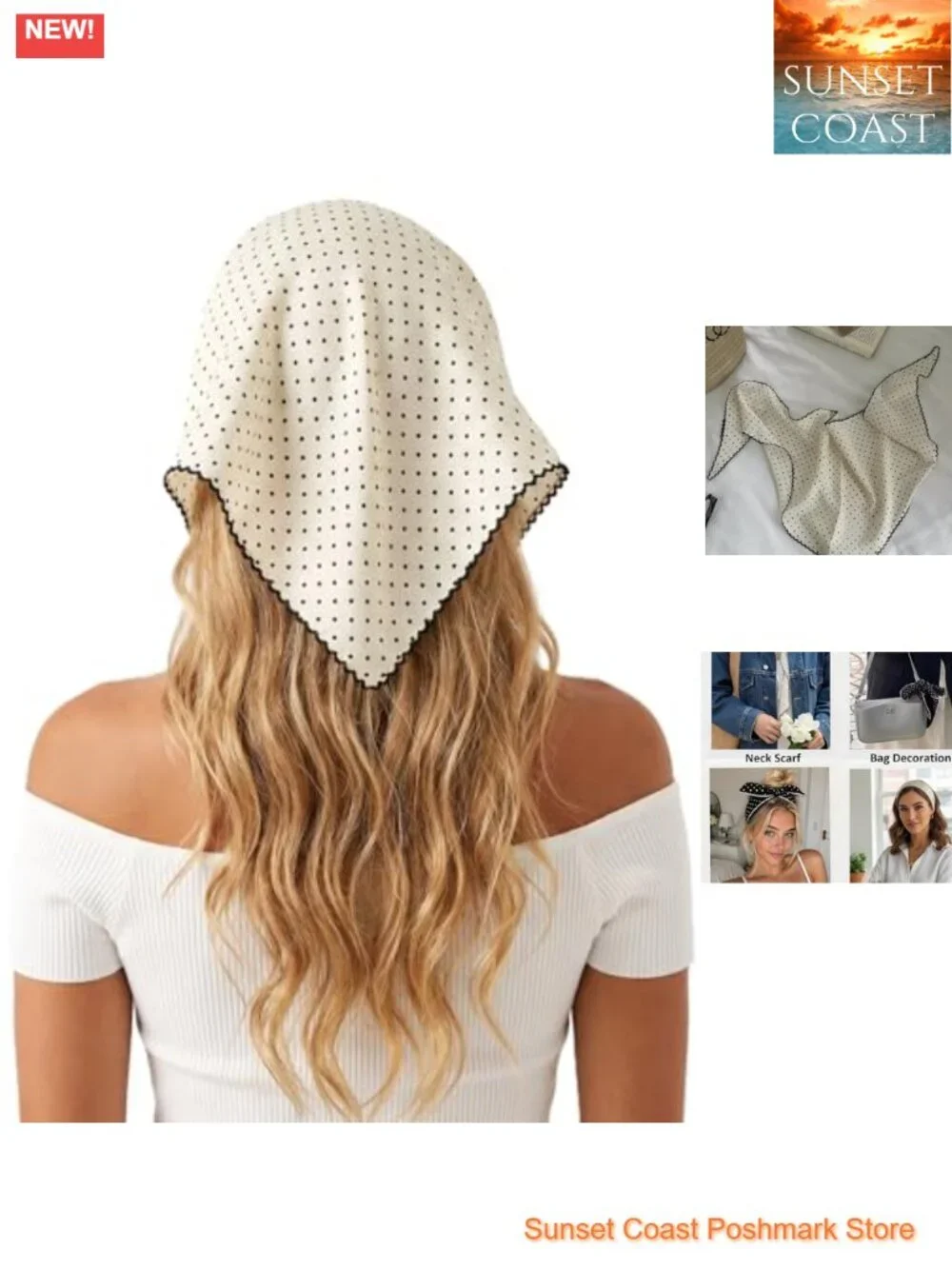 Polka Dot Head Scarf for Women – Trendy Bandana Headband, Soft Fabric, Tie-Back